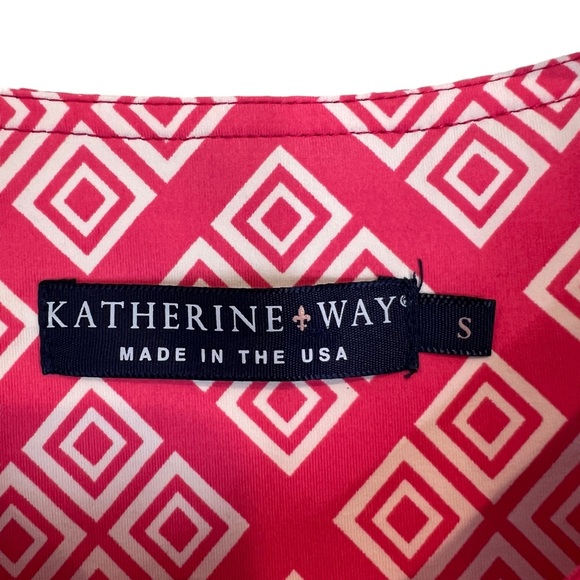 Katherine Way Key West short sleeves pink and white pockets Dress Small - Picture 7 of 8